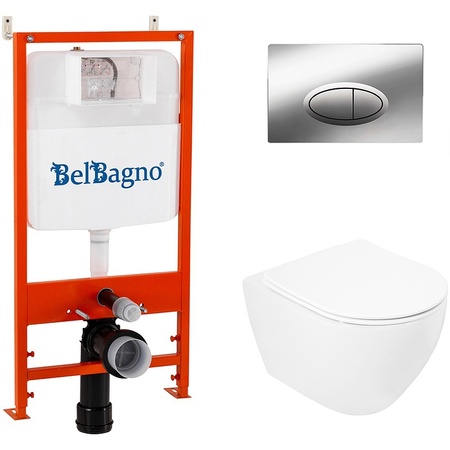 Комплект унитаза с инсталляцией BelBagno CZR-513-TH-R/CZR2316SC/BB026/BB051CR