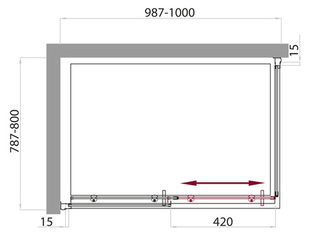 Душевой уголок (100х80) BelBagno UNO-AH-1-100/80-M-Cr