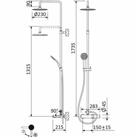 Душевая система Cezares LEAF-CVDA-23-01