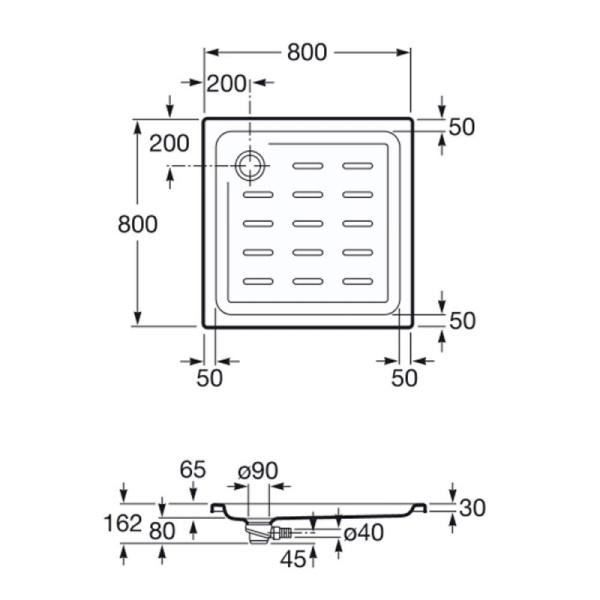 Душевой поддон Roca Easy 80х80 белый, с сифоном 27608000