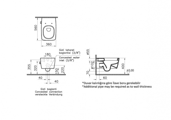 Подвесной унитаз, 56 см Vitrа Metropole 5676B003-1587