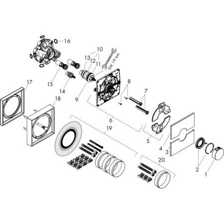 Термостат для душа с регулировкой напора Hansgrohe ShowerSelect Comfort E 15574140 шлифованная бронза