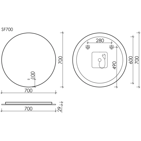 Зеркало с подсветкой  Sancos  Sfera (70х70) SF700