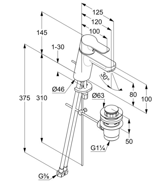 Смеситель для раковины Kludi Pure&Easy 373880565WR4
