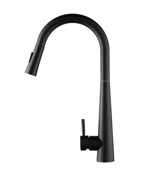 Смеситель для кухни однорычажный с вытяжным изливом Orange Steel M99-007b черный