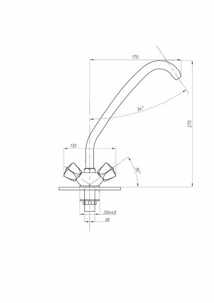 Смеситель для кухни ПСМ-Профсан СТАНДАРТ-Б PSM-117-50