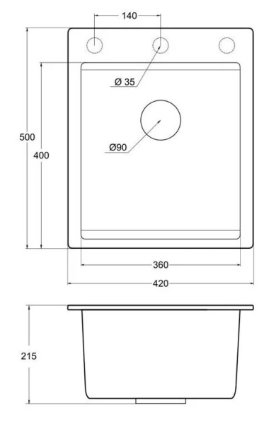 Кухонная мойка (42х50) EMAR EMQ-1420.Q Морион