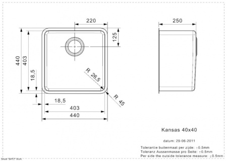 Мойка кухонная Reginox Kansas L Cuadrat (40х40) 42417