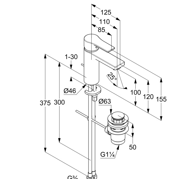 Смеситель для раковины Kludi Zenta SL 482930565WR4