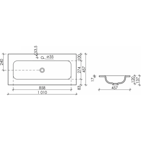 Раковина накладная (101х45,7) Ceramica Nova ELEMENT CN7013MC