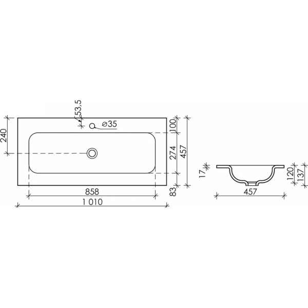 Раковина накладная (101х45,7) Ceramica Nova ELEMENT CN7013MC