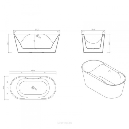Акриловая ванна BelBagno BB200-1500-750