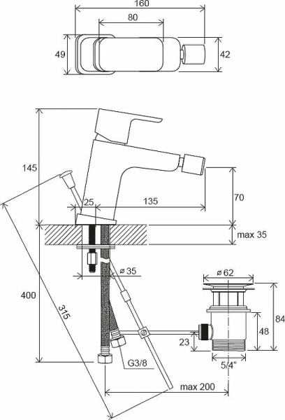 Смеситель для биде Ravak 10° Free TD F 055.00 X070133