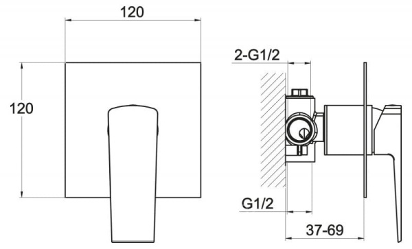 Встраиваемый смеситель лоя душа BelBagno ARLIE ARL-BDM-CRM