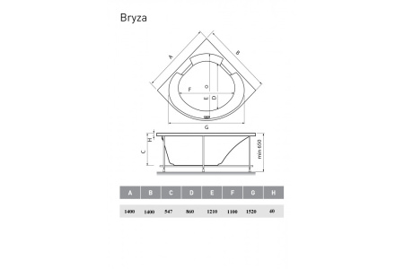 Акриловая ванна (140х140) Vayer Bryza Гл000006820