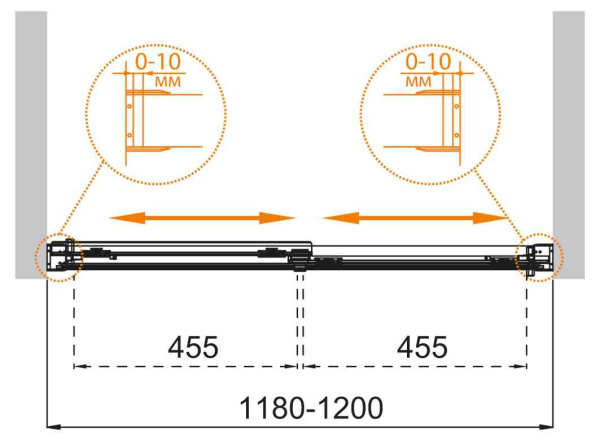 Душевая дверь (120х190) CEZARES TANDEM-SOFT TANDEM-SOFT-BF-2-120-C-Cr-IV