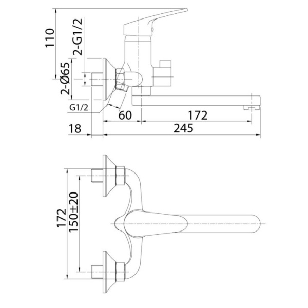 Смеситель для ванны Milardo Simp (SIMSB02M02)