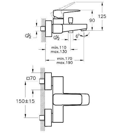 Смеситель для ванны и душа Vitra Root Round A42737EXP, хром 