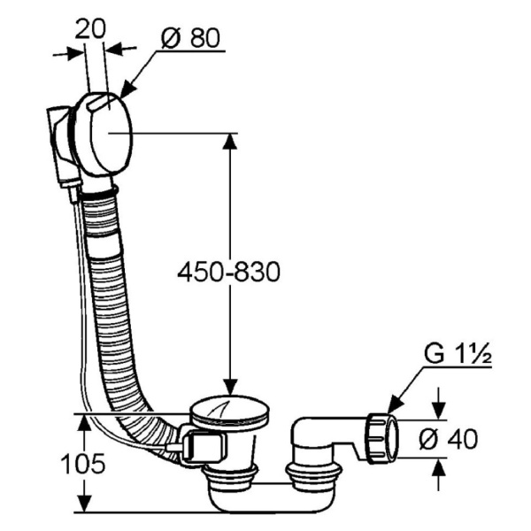 Слив-перелив для ванны Kludi Rotexa 2140905-00