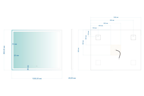 Зеркало ABBER See AG6115S-1.0 с подсветкой, сенсорный выключатель, диммер