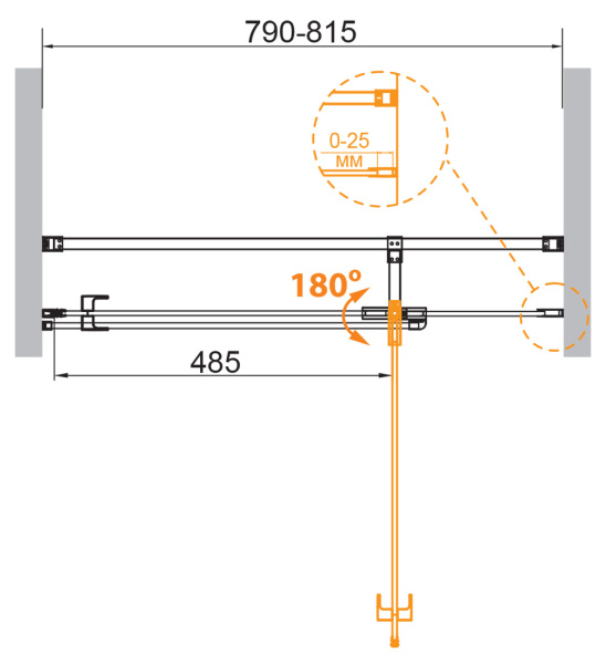 Душевая дверь (80х195) CEZARES VALVOLA VALVOLA-B-1-80-C-Cr