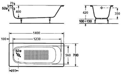 Ванна чугунная Roca Continental (140x70) 212904001