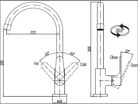 Смеситель для кухни Cezares Laconico LACONICO-C-LL25-01