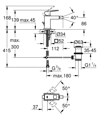 Смеситель для биде GROHE Eurocube 23138 DC0 (23138DC0) суперсталь