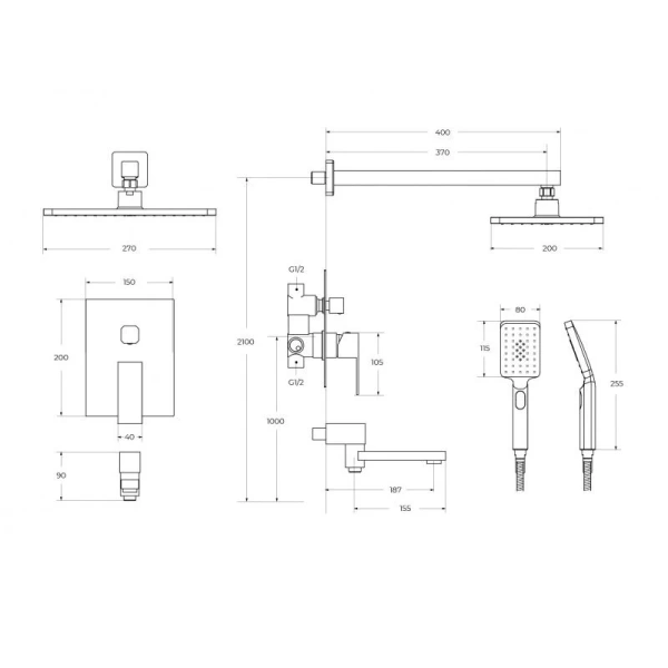 Душевой комплект CEZARES SLIDER-VDSET-GM Душевой комплект CEZARES SLIDER-VDSET-GM