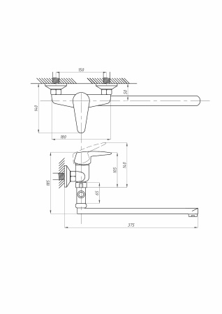 Смеситель для ванны ПСМ-Профсан  ЕВРО PSM-523-072