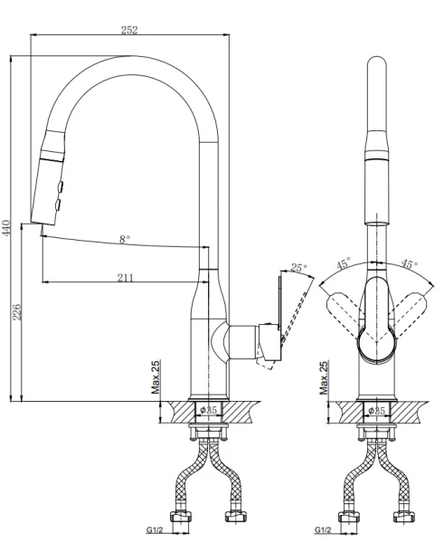 Смеситель для кухни RUSH Tenerife TE2835-24 Смеситель для кухни RUSH Tenerife TE2835-24