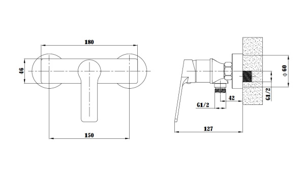Смеситель для душа ESKO SINGAPORE  black SB 80