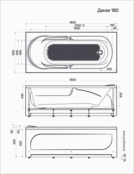 Poseidon Ванна "Danaya" 180х80 Danaya 01дан1880 Poseidon Ванна "Danaya" 180х80 Danaya 01дан1880