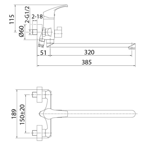 Смеситель для ванны с длинным изливом Milardo Sterm (STESB02M10)