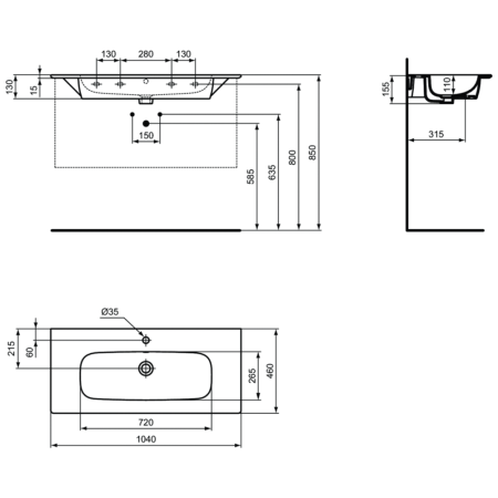 Раковина подвесная Ideal Standard i.life Vanity T462101