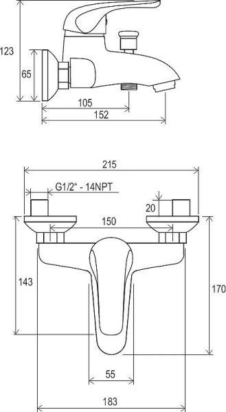 Смеситель для ванны Ravak Rosa RS 022.00/150 X070011