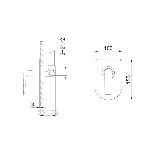 Смеситель для душа встраиваемый WONZON & WOGHAND SHARK, хром WW-484700-CR Смеситель для душа встраиваемый WONZON & WOGHAND SHARK, хром WW-484700-CR