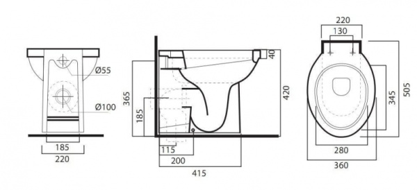 Приставной унитаз AM.PM Bliss L C551438WH