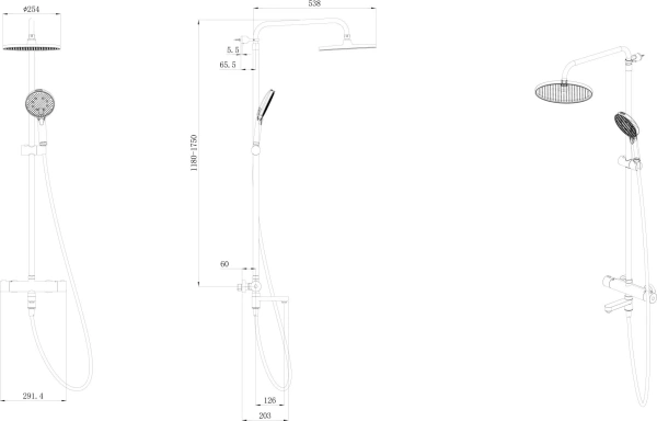 Душевая система с изливом Kerama Marazzi Fonte FO.302.KM.CR хром