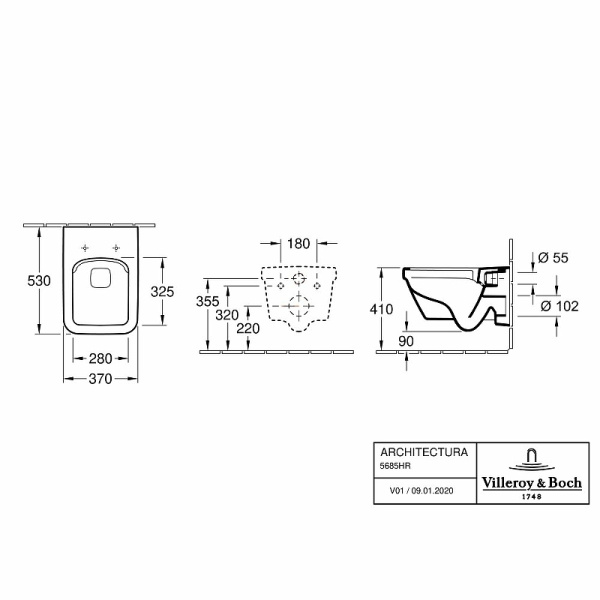 Унитаз подвесной безободковый Villeroy & Boch Architectura 5685HR01