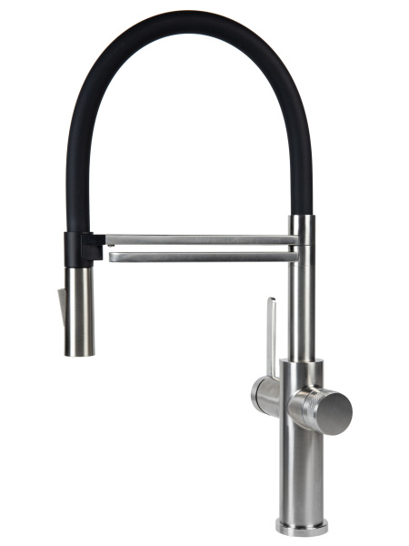 Смеситель для кухни однорычажный с каналом для питьевой воды и гибким изливом Agger Elegant A3252522 сатин матовый