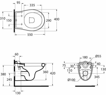 Унитаз подвесной Azzurra Jubilaeum JUVKSP000000BI/(JUB100/SOSK bi) без сиденья