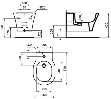 Биде подвесное Ideal Standard Connect Air E026601