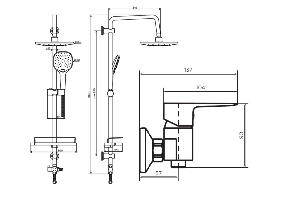 Душевая система Dorff Prime D0740030 Душевая система Dorff Prime D0740030