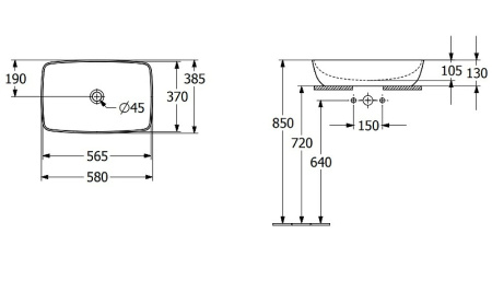 Раковина накладная (58х38) Villeroy&Boch Artis 41725801