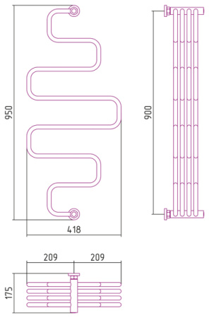 Полотенцесушитель Водяной Сунержа Фабула МС (90х40) Золото 03-0127-9040