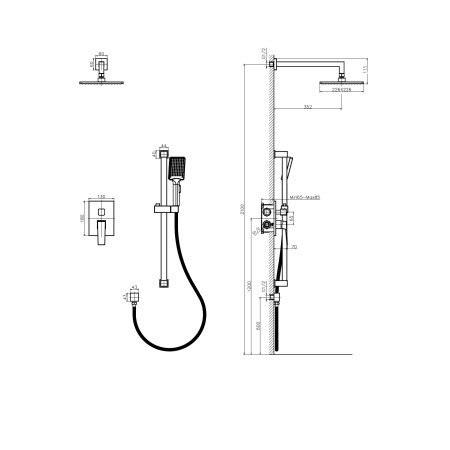 Встроенная душевая система Rush Thira TR3635-41Black