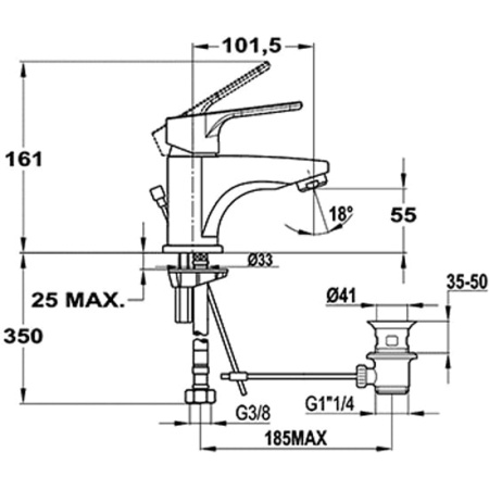 Смеситель для раковины с донным клапаном Mofem Pro 150-1713-00