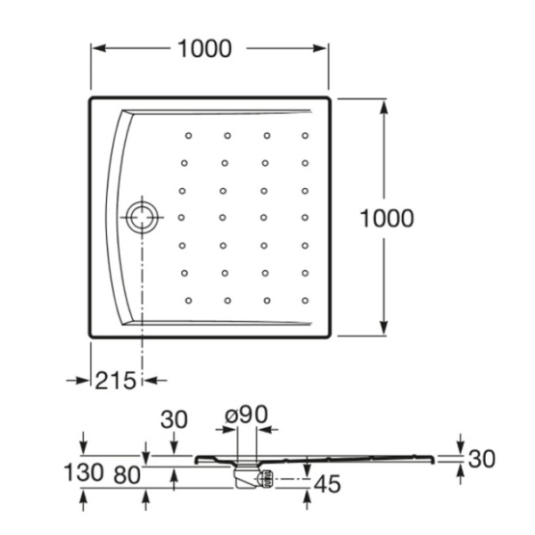 Душевой поддон Roca Hall 100х100 белый 276077000