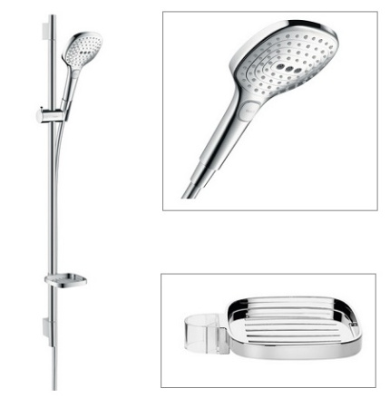 Душевой гарнитур с мыльницей Hansgrohe Raindance Select 120 3jet EcoSmart 26622400 белый/хром